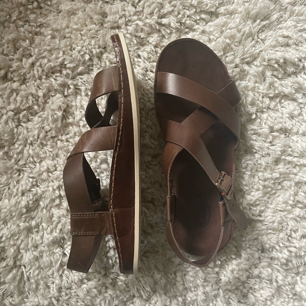 Brown leather Chacos